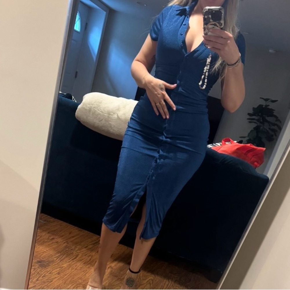 Fashion Nova Chic Blue Midi Dress